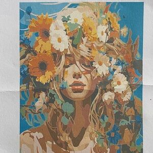 Floral Muse Wall Art Print - large paint by number kit 16 x 19 inches